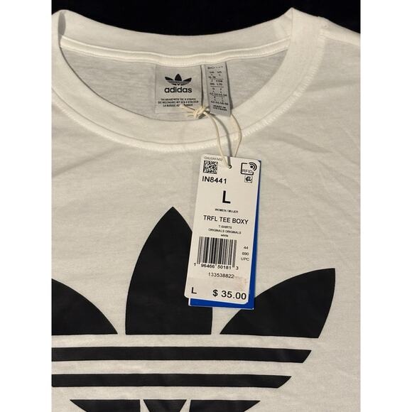 ADIDAS Women's Trefoil Logo WHITE Classic Short Sleeve Tee Shirt New With Tags - Picture 3 of 3